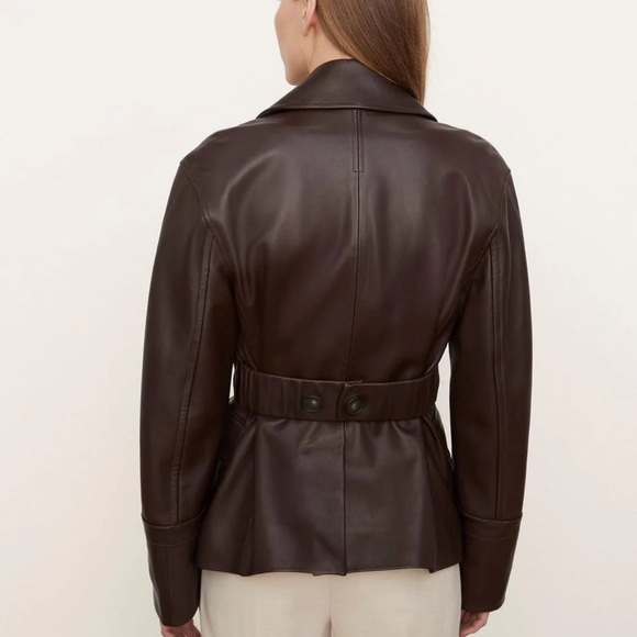 Vince Safari Leather Jacket in Black Truffle (Chocolate Brown) XS - Picture 4 of 4